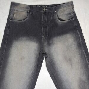 Vintage Koman Y2K Baggy Skater Wide Leg Jeans - Men's Size 38x32 Gray Distressed